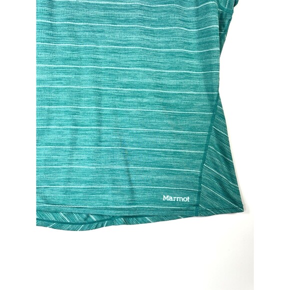 Marmot Tank Top Medium Teal Green Heathered Stripe Activewear Hiking Workout - Picture 6 of 9